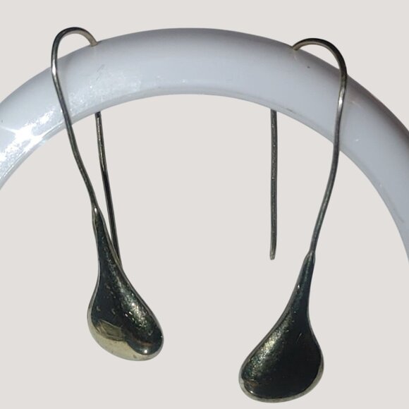 Teardrop Hook Earrings Long Sterling Silver Inch and Half Adjustable Bends - Picture 1 of 11